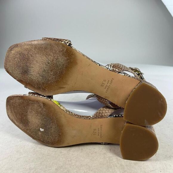 Kate Spade New York Lucia Ankle-Strap Sandals US 9.5 B Lemon Snakeskin Shoes - Picture 6 of 10